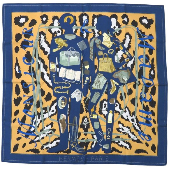 HERMES Authentic Blue Silk Scarf - Picture 2 of 6